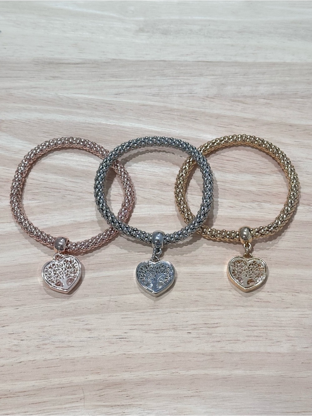 Pandora’s Box Tree of Life Heart Charm Bracelet 3 Piece Set